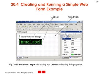 20.4  Creating and Running a Simple Web Form Example Fig. 20.15 WebForm.aspx  after adding two  Label s and setting their properties.  label s Web Form 