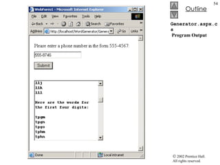 Generator.aspx.cs  Program Output 