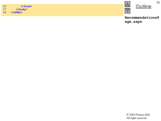 RecommendationsPage.aspx 36  </form> 37  </body> 38  </HTML> 
