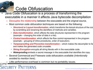 Obfuscate Java Java Platform Security Architecture | PDF