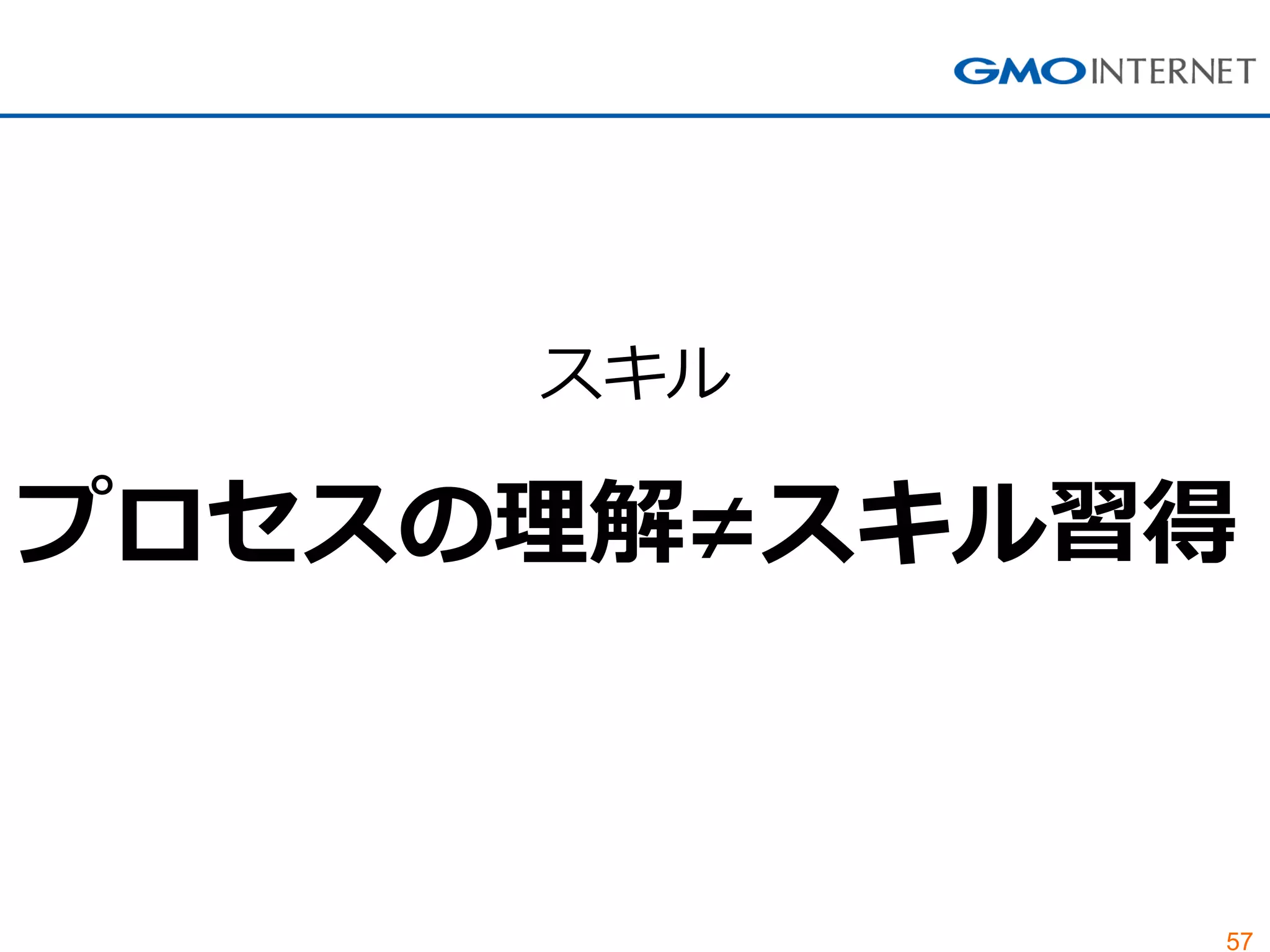 57
スキル
プロセスの理解≠スキル習得
 