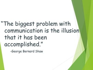 “The biggest problem with
communication is the illusion
that it has been
accomplished.”
-George Bernard Shaw
 