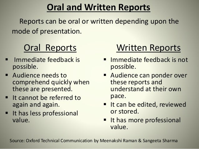 presentation a written report