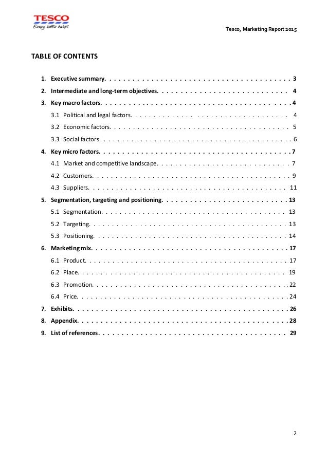 Marketing Report Of Tesco