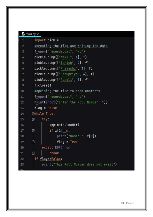 Computer Science Practical File class XII | PDF