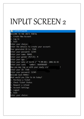 INPUT SCREEN 2
 