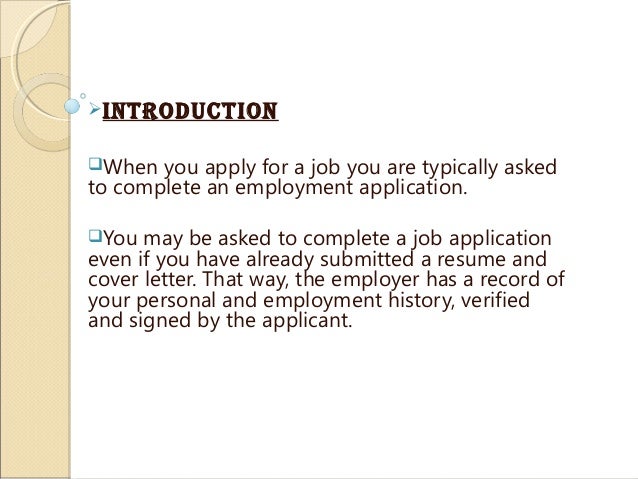 application for job