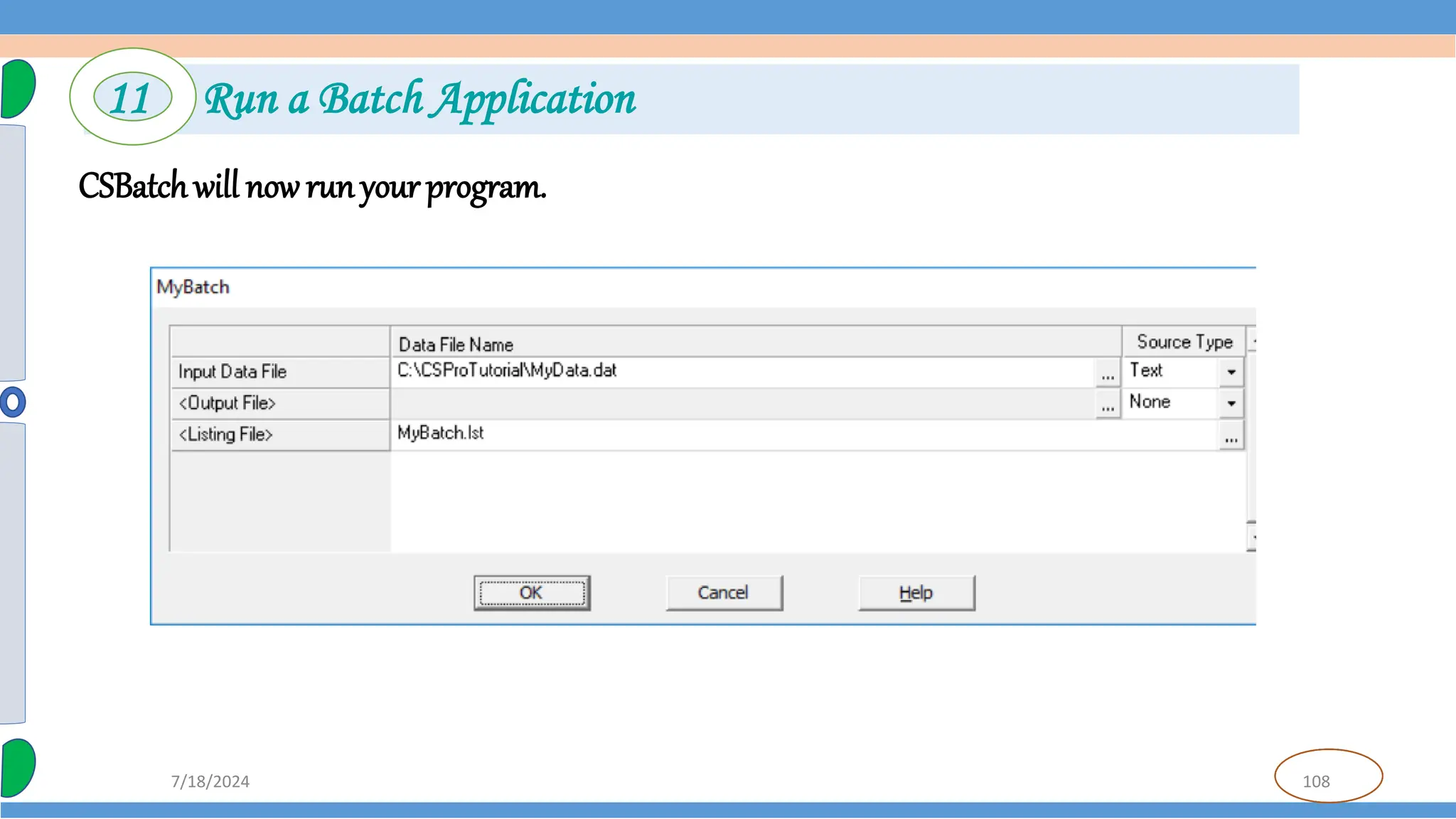 108
7/18/2024
CSBatchwill now runyour program.
11 Run a Batch Application
 