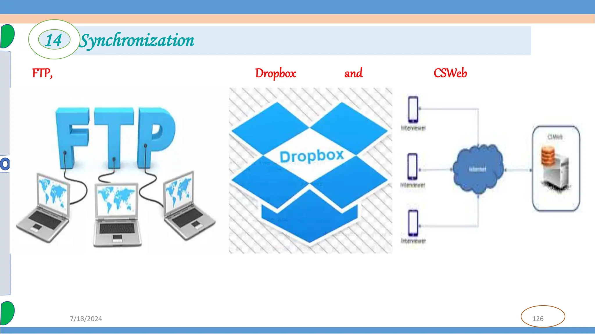 126
7/18/2024
FTP, Dropbox and CSWeb
14 Synchronization
 