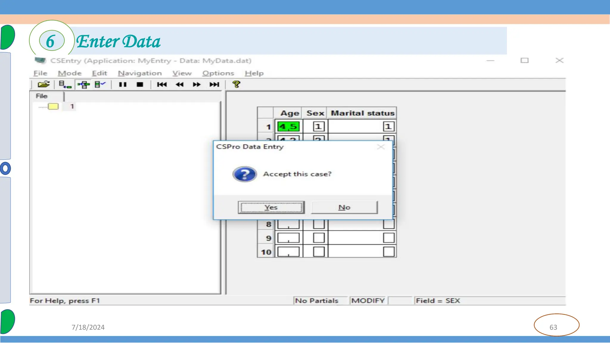 63
7/18/2024
6 Enter Data
 