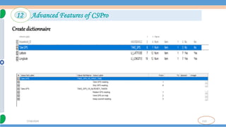 113
7/18/2024
Create dictionnaire
12 Advanced Features of CSPro
 