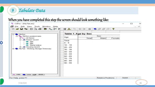 88
7/18/2024
Whenyou have completedthis step the screenshould look something like:
9 Tabulate Data
 