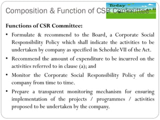 Csr Committee Composition Corporate Social Responsibilities | PDF