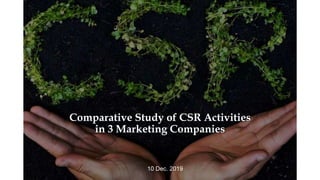 Comparative Study of CSR Activities
in 3 Marketing Companies
10 Dec. 2019
 