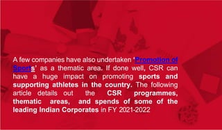 CSR Activities of Indian Corporates – FY 2021-2022 | PPTX