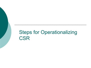 Steps for Operationalizing
CSR

 