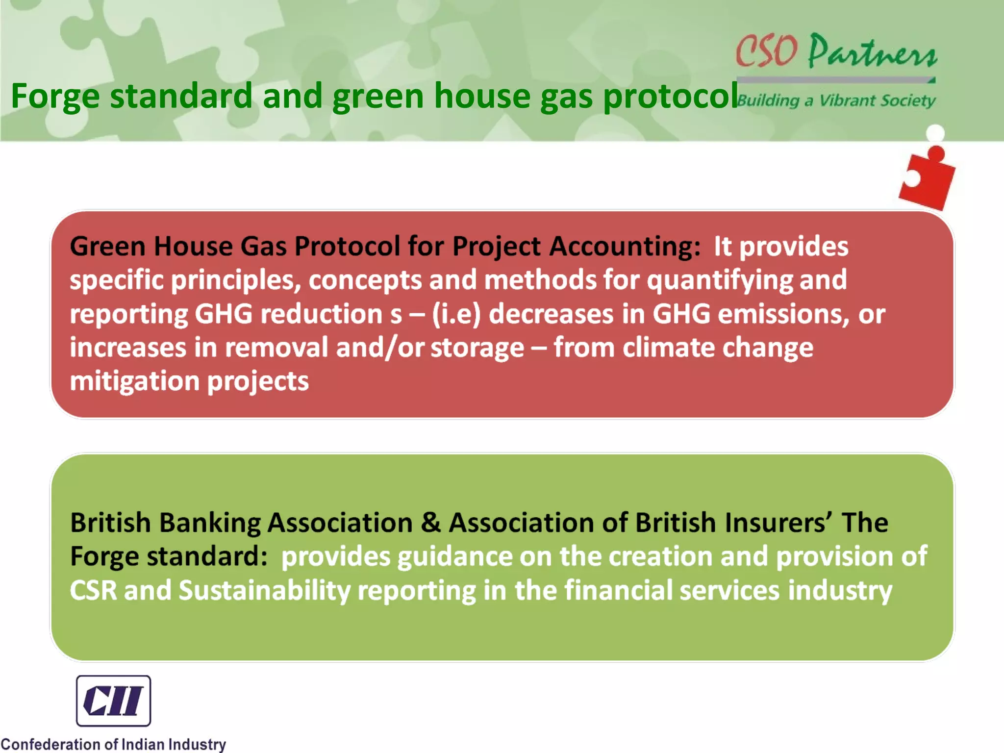 Forge standard and green house gas protocol
 