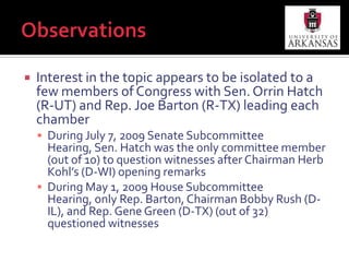 Sen. Orrin Hatch (R-UT)Ranking member of U.S. Senate, elected in 1976Links to his statements on BCS are listed under “Intellectual Property & Antitrust”Jan. 30, 2009 distributed four-page release with comments from Senate floor. May 8, 2009 c0-authored letter (w/Sen. Bob Bennett (R-UT)) to BCS administrators calling on BCS to voluntarily correct financial “inequities” of systemIllustration by Darrow; Sports Illustrated, July 6, 2009, p. 14