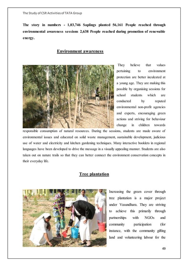 Corporate Social Responsibility Activities of Tata Group | DOCX