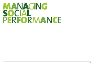 MANAGING
SOCIAL
PERFORMANCE



              42
 
