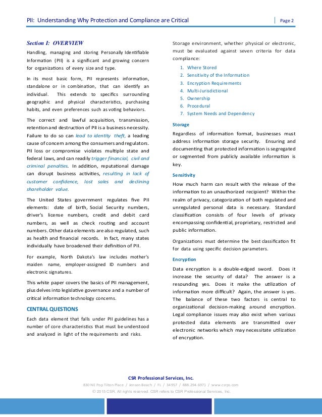 Csr Pii White Paper