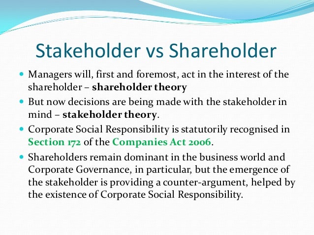 shareholder and stakeholder shareholder and stakeholder