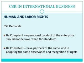 Csr Labor CSR in Global Context and in International Business | PPTX
