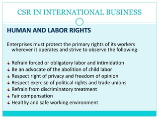 Csr Labor CSR in Global Context and in International Business | PPTX