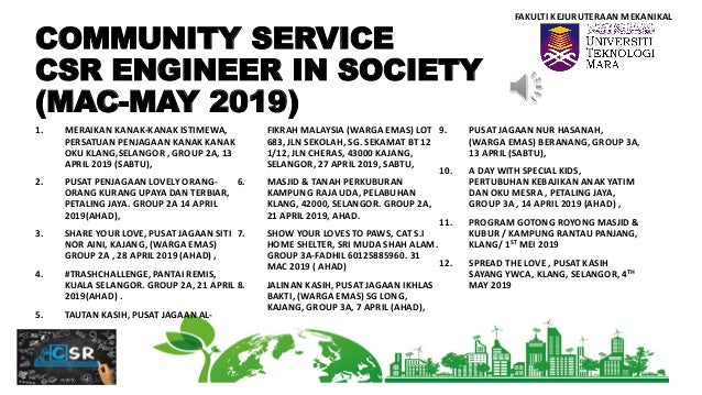 Community Service Csr Engineer In Society Mac May 2019