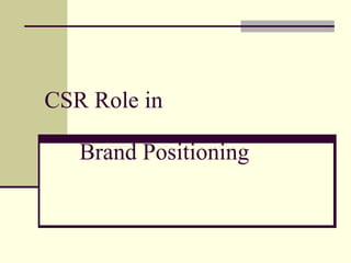 CSR Role in Brand Positioning 