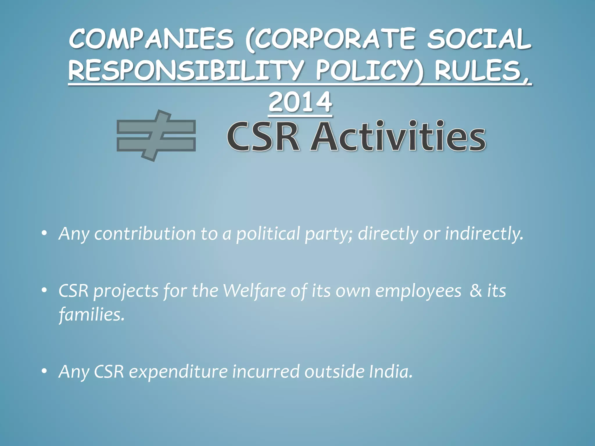 COMPANY ( CORPORATE SOCIAL RESPONSIBILITY POLICY ) RULES 2014 | PPTX