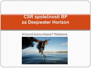 CSR společnosti BP
za Deepwater Horizon
Krizová komunikace? Reklama

 