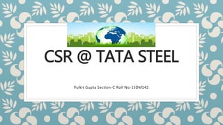 CSR @ TATA STEEL 
Pulkit Gupta Section-C Roll No-13DM142 
 