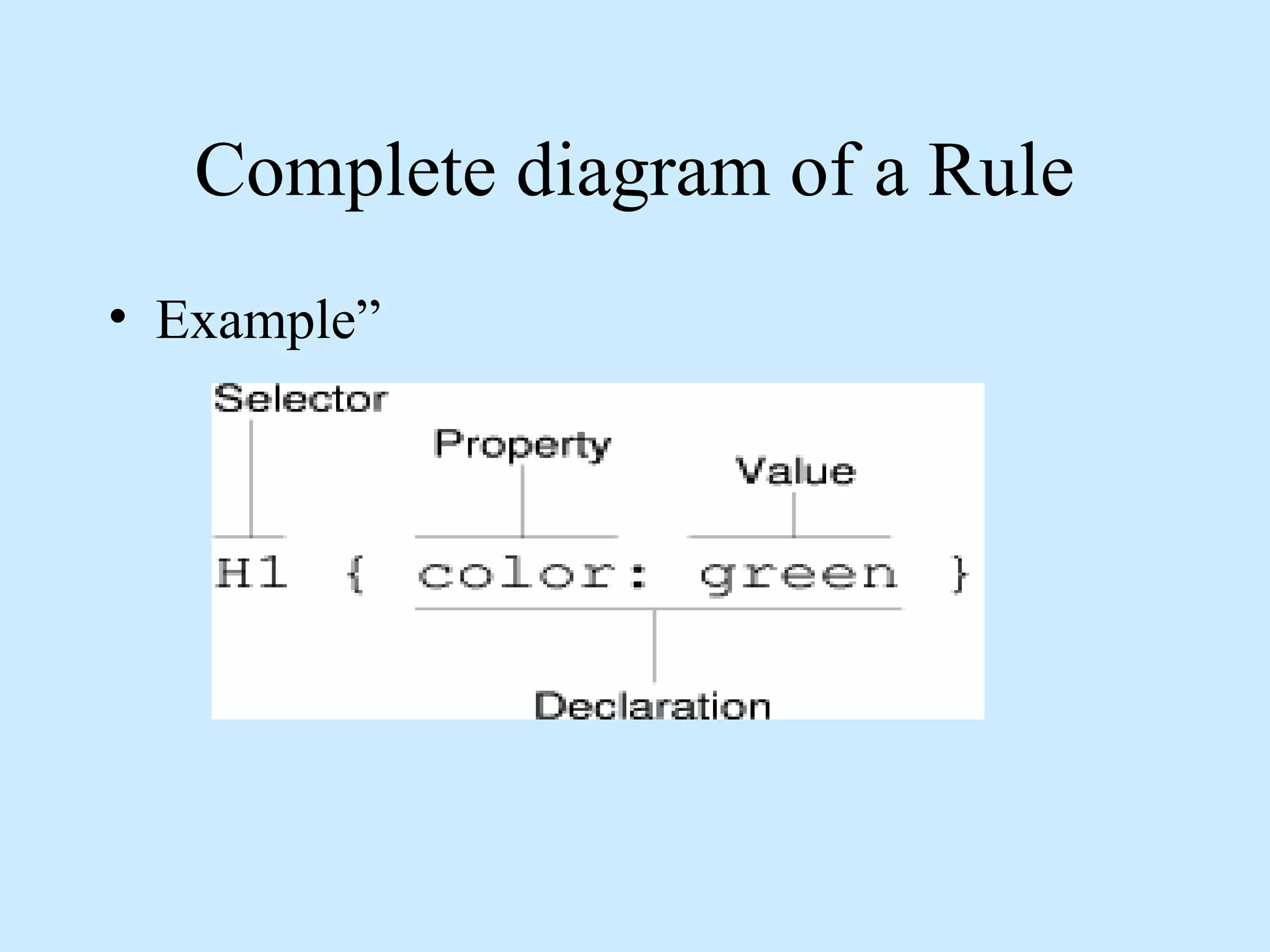 Complete diagram of a Rule
• Example”
 