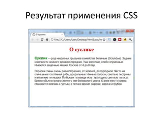 Результат применения CSS
 