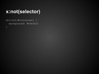 x:not(selector)
div:not(#container) {
background: #e3e3e3;
}