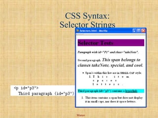 Manav
CSS Syntax:
Selector Strings
 