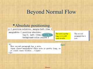 Manav
Beyond Normal Flow
Absolute positioning
8em
 