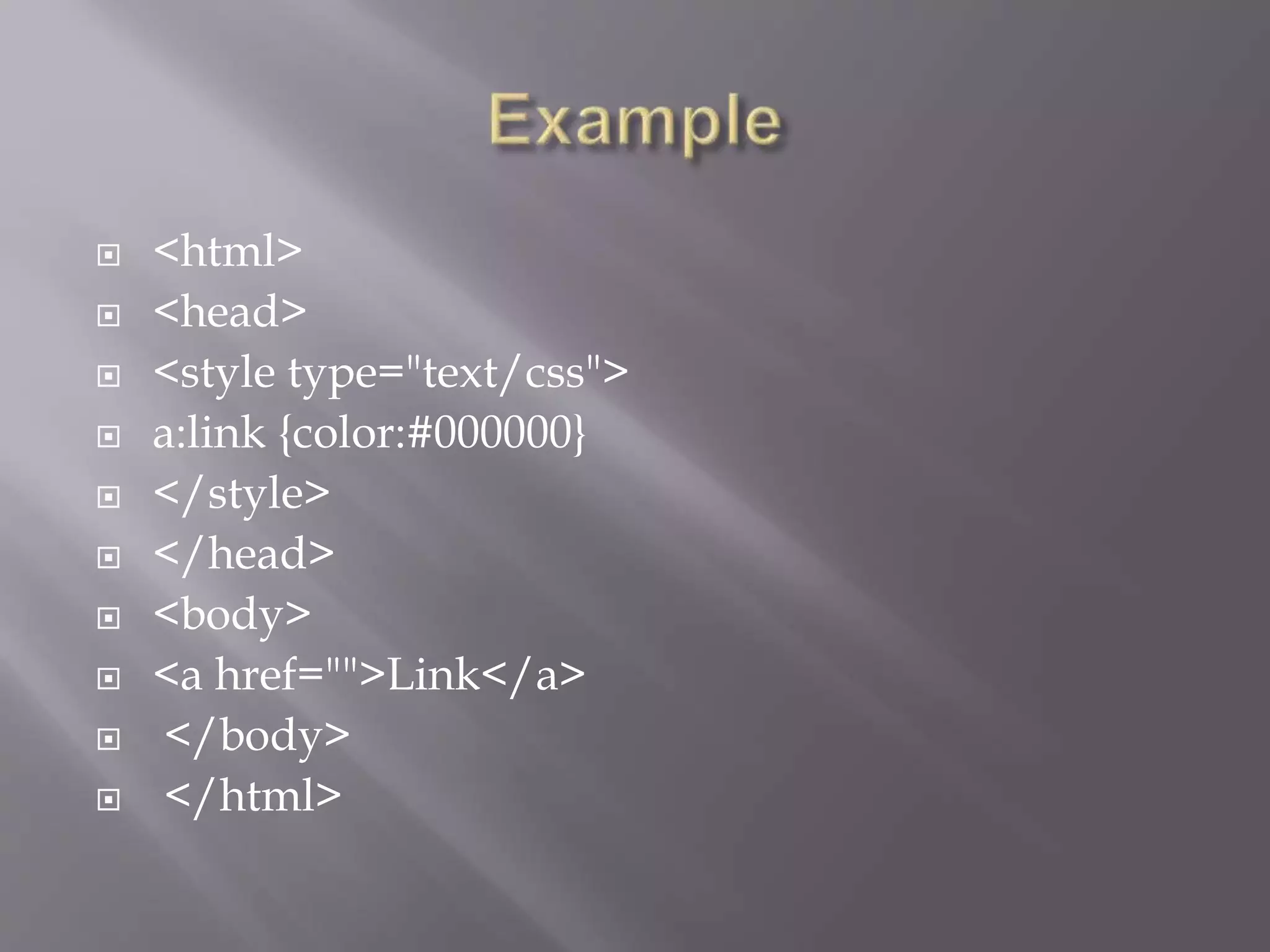  <html>
 <head>
 <style type="text/css">
 a:link {color:#000000}
 </style>
 </head>
 <body>
 <a href="">Link</a>
 </body>
 </html>
 