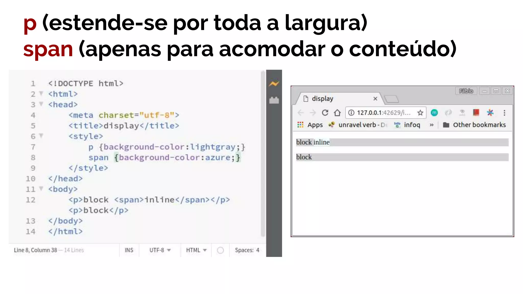 p (estende-se por toda a largura)
span (apenas para acomodar o conteúdo)
 