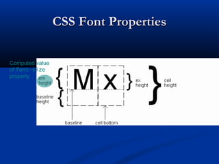 CSS Font PropertiesCSS Font Properties
Computed value
of font-size
property
 