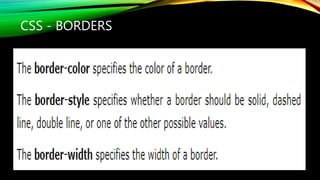 CSS - BORDERS
 
