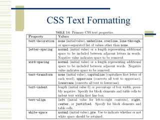 Guy-Vincent Jourdan :: CSI 3140 :: based on Jeffrey C. Jackson’s slides
CSS Text Formatting
 