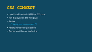 CSS Topic wise Short notes ppt by Navya.E | PPTX