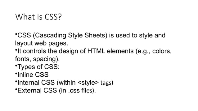 css basics for designs in html: introduction | PPT