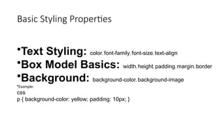 css basics for designs in html: introduction | PPT