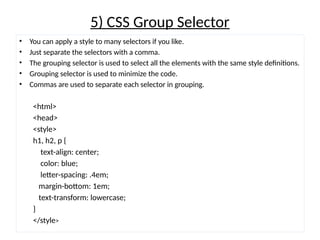 cascading style sheets- About cascading style sheets on the selectors ...
