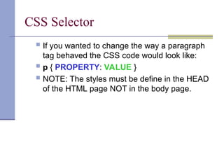 css Cascading Style Sheets (CSS) - control the look and feel of your ...