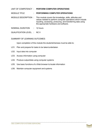 Css Competencies Based Learning Module CSS CBC | PDF