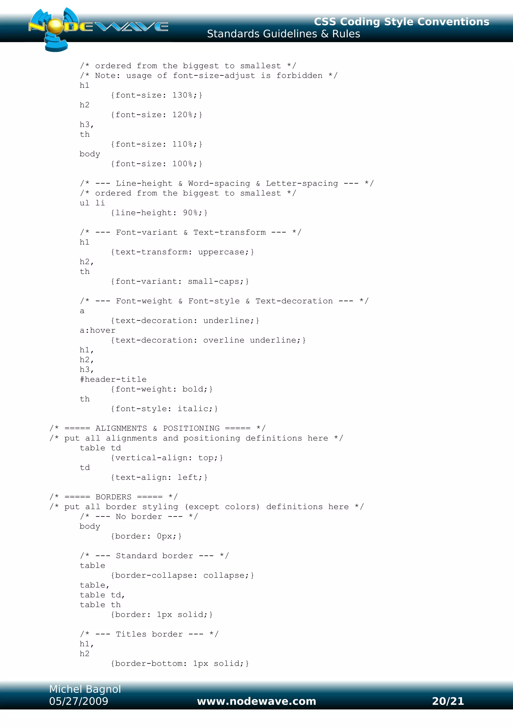 Css coding-style-conventions--standards-guidelines-rules-v1.3 | PDF